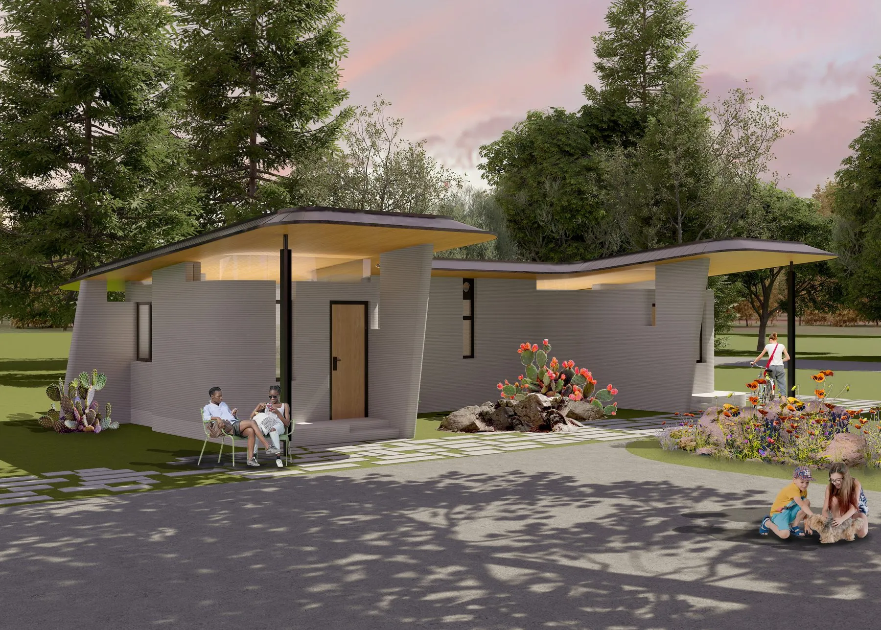 Project Alpha, Texas, USA: A single unit and its porch
