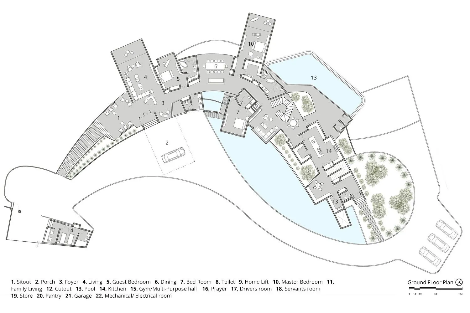 House of Cantilevers: Ground floor plan