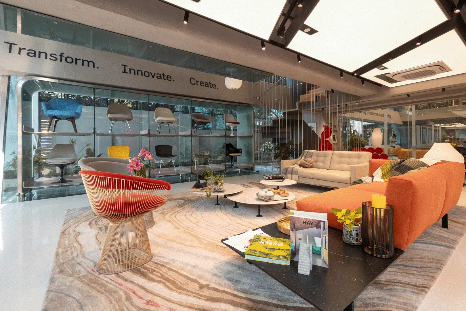 MillerKnoll Experience Center: The lounge, with the chair display beyond