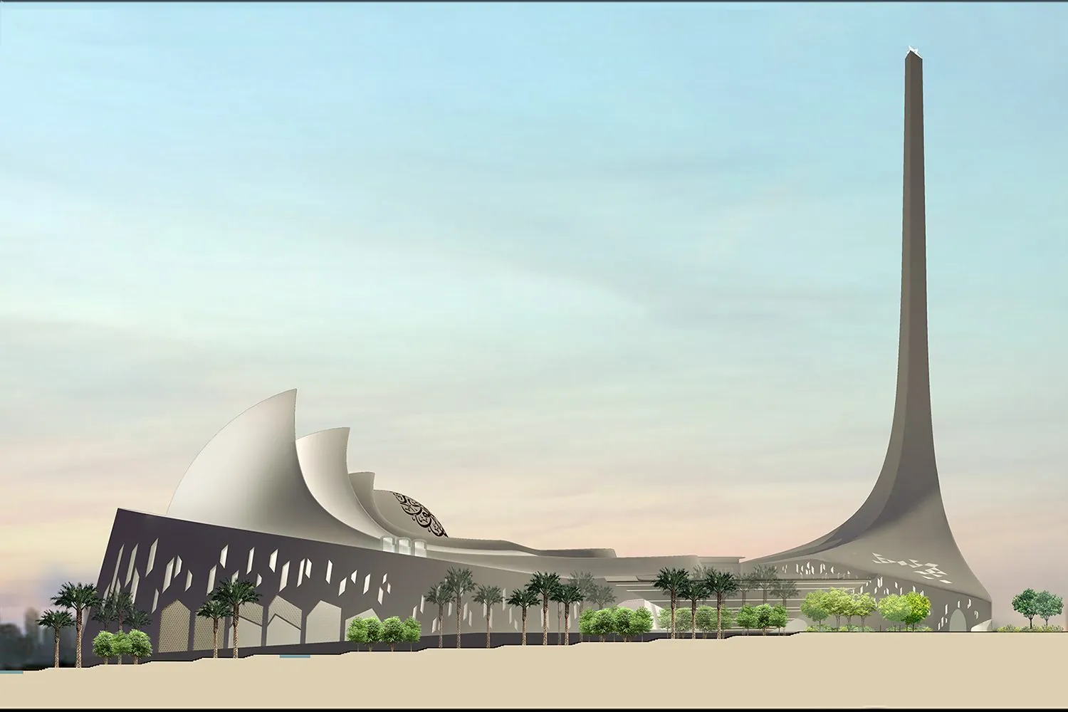 Iconic Mosque: The minaret and the prayer hall
