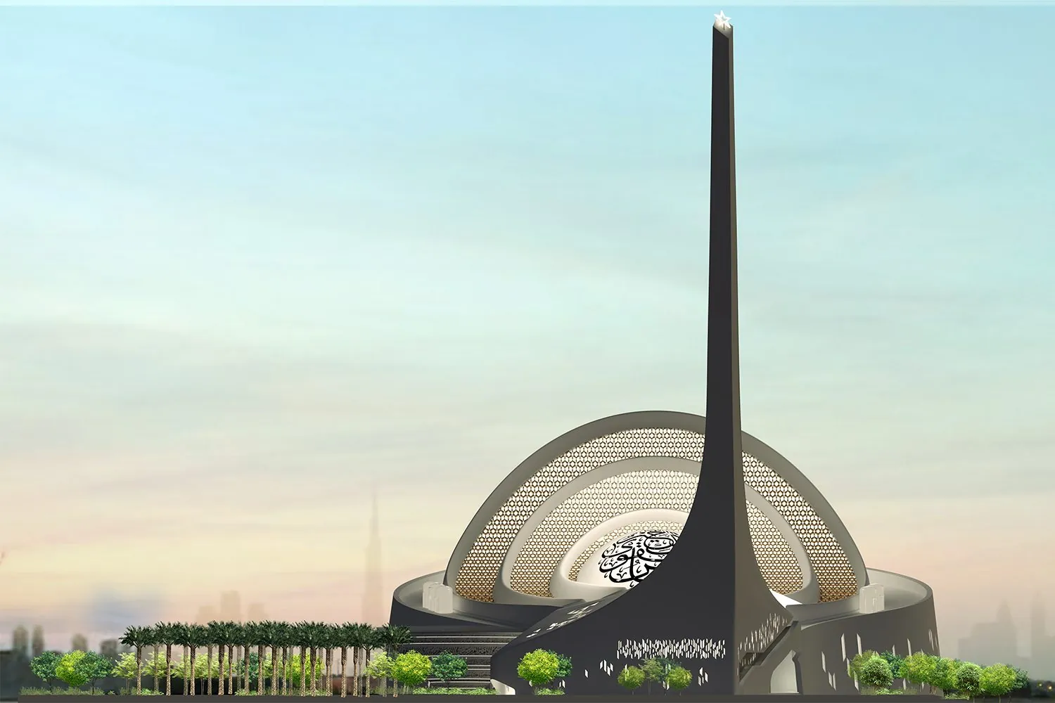 Iconic Mosque, Dubai, UAE: Elevation view