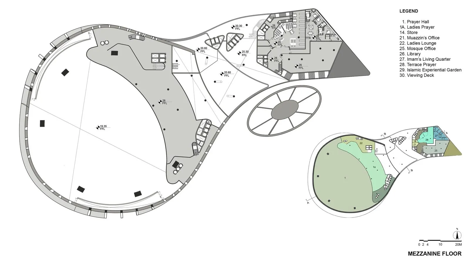 Iconic Mosque: Mezzanine floor plan