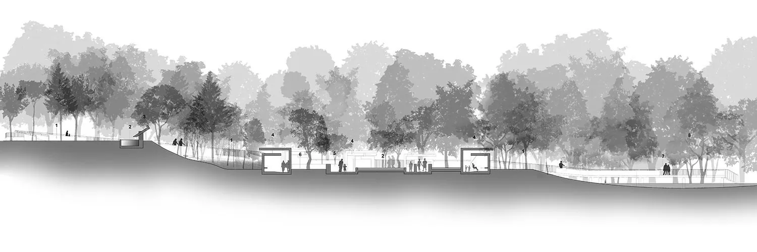 Sandy Hook Memorial: Section through the site
