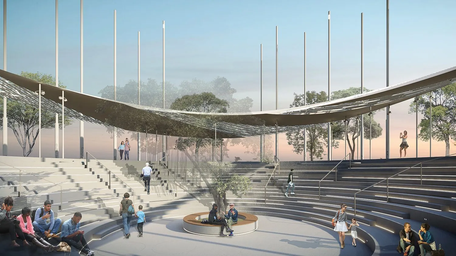 National Unity Pavilion: Steps around the Bodhi tree